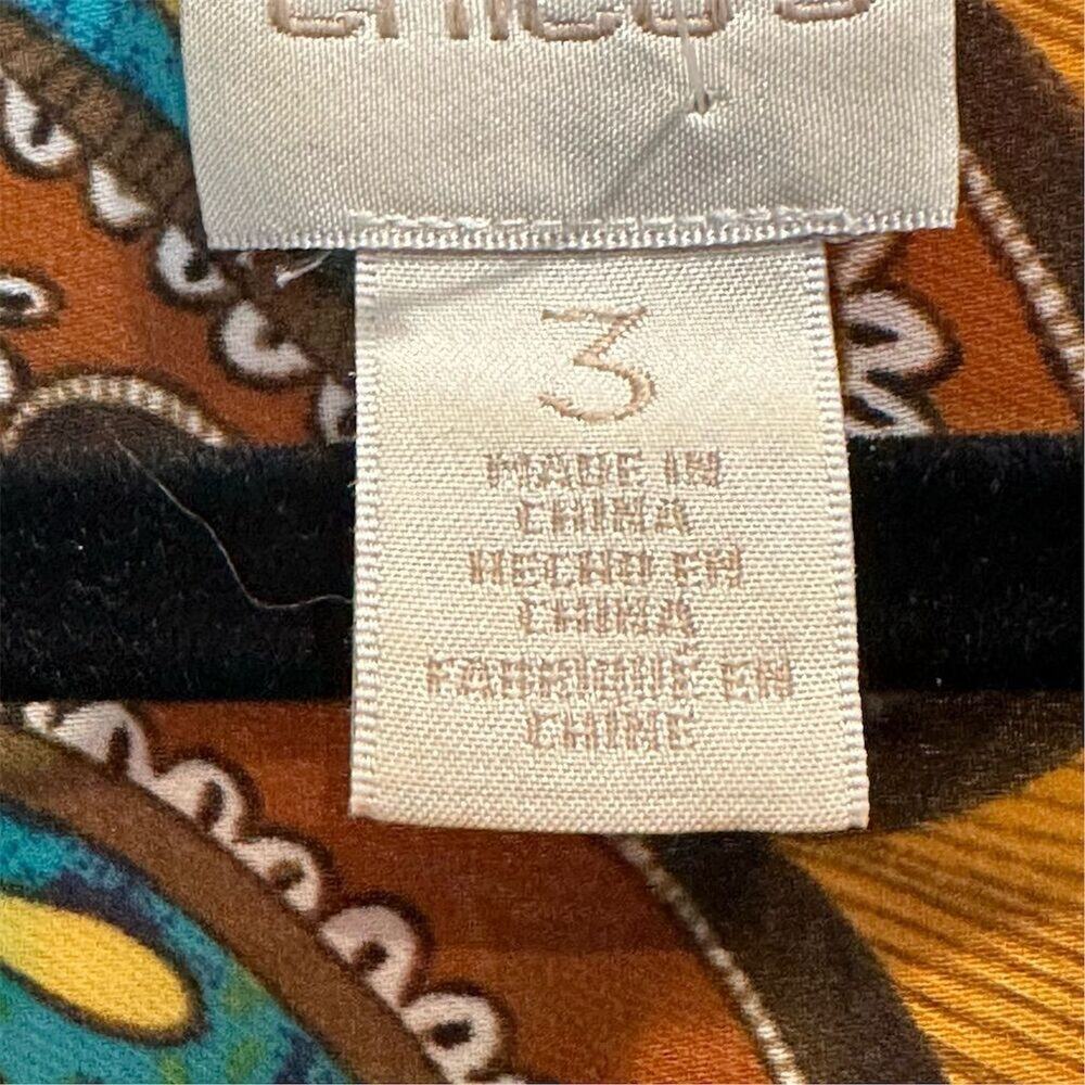 Chico's Women's  size 3 Geometric Peasant Blouse Multicolor Long Sleeve‎ - Picture 5 of 12